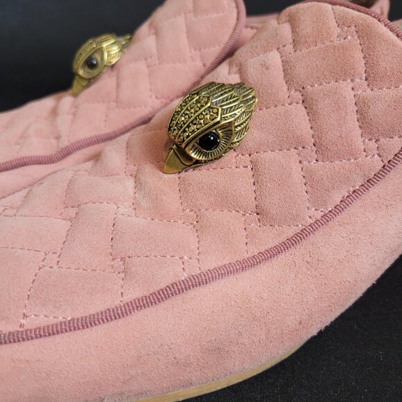 KURT GEIGER LONDON Men Hugh Eagle Head Pink Suede Loafers Quilted Size 43 US 10 - Picture 5 of 9